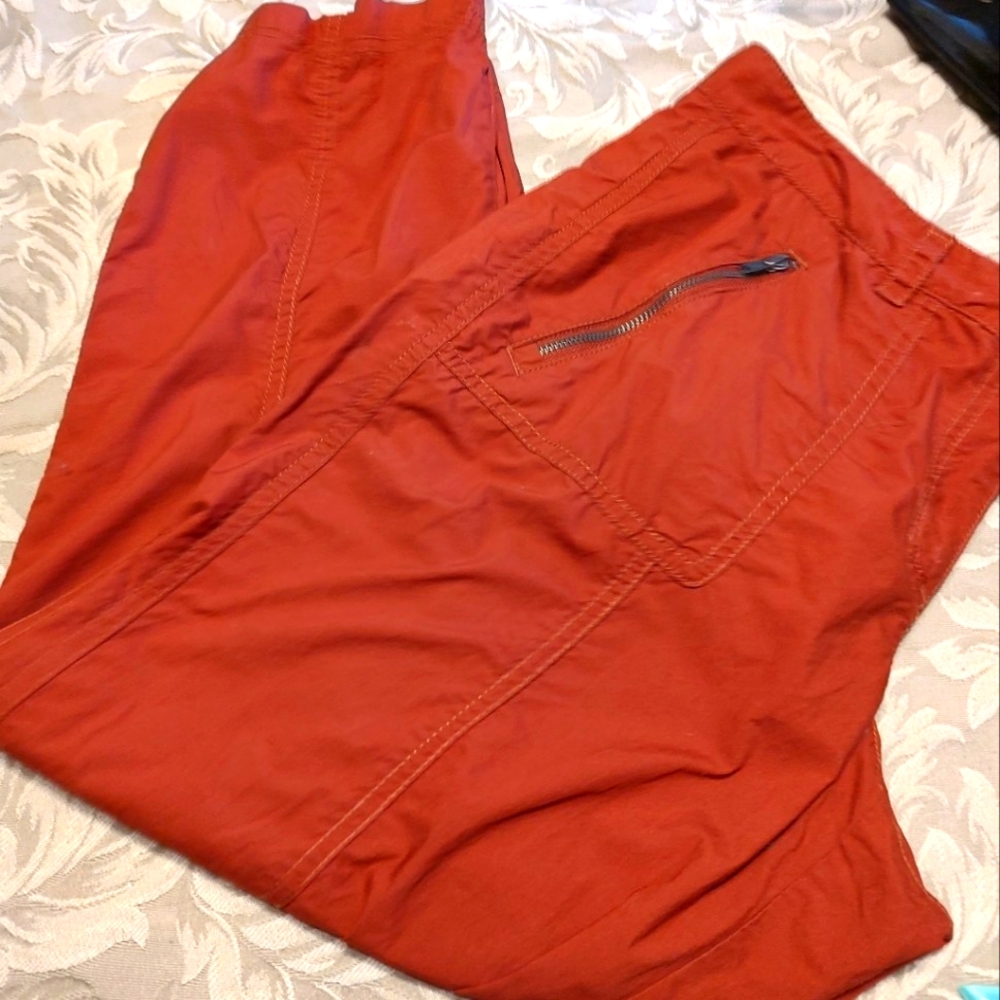 🍂 Fabulous Loft Rich Sienna Burnt Orange Ankle Active Wear Cargo Pants - 10 - Picture 6 of 14